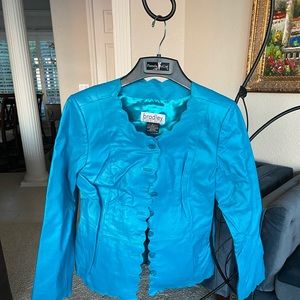 Blue leather jacket